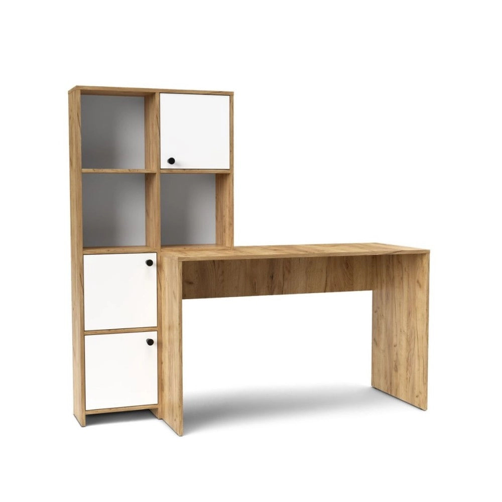 Scrivania con Libreria Halk 156 colore rovere bianco