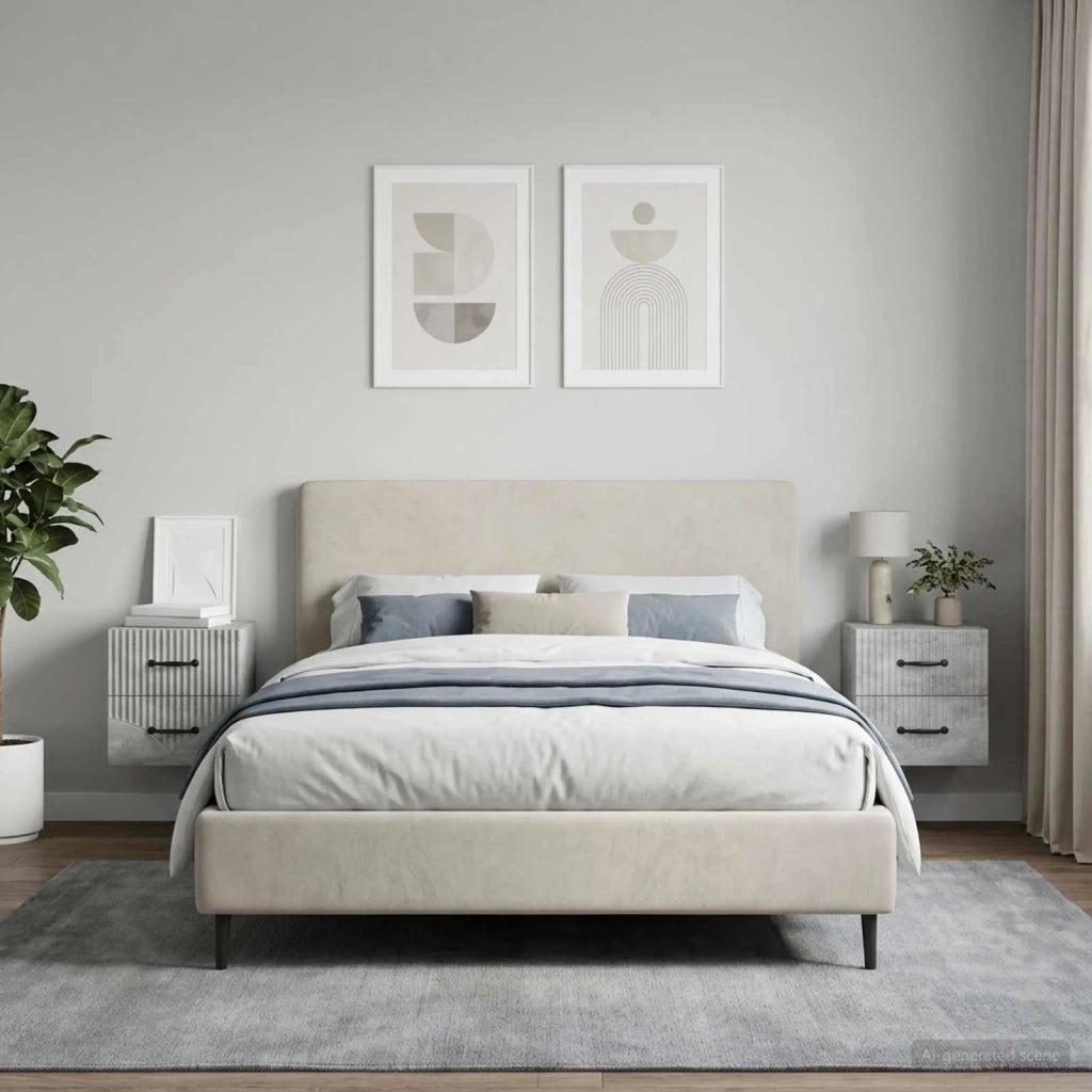 Mobiletto da notte a muro con cassetto 2 pcs Grigio Cemento 898982