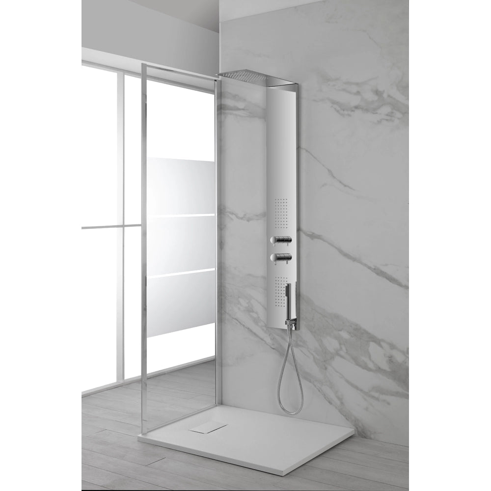COLONNA PANNELLO DOCCIA IN ACCIAIO INOX CROMATO H.140x20x3cm 3 FUNZIONI "TOP SLIM" FERIDRAS 980005