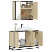 Set Mobili da Bagno 2 pz Rovere Sonoma in Legno Multistrato