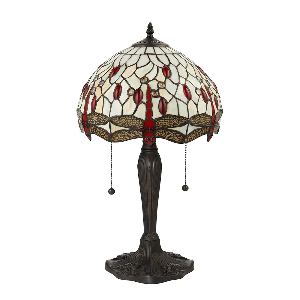 Lampada da tavolo Tiffany vetrata Dragonfly Beige 2xE27