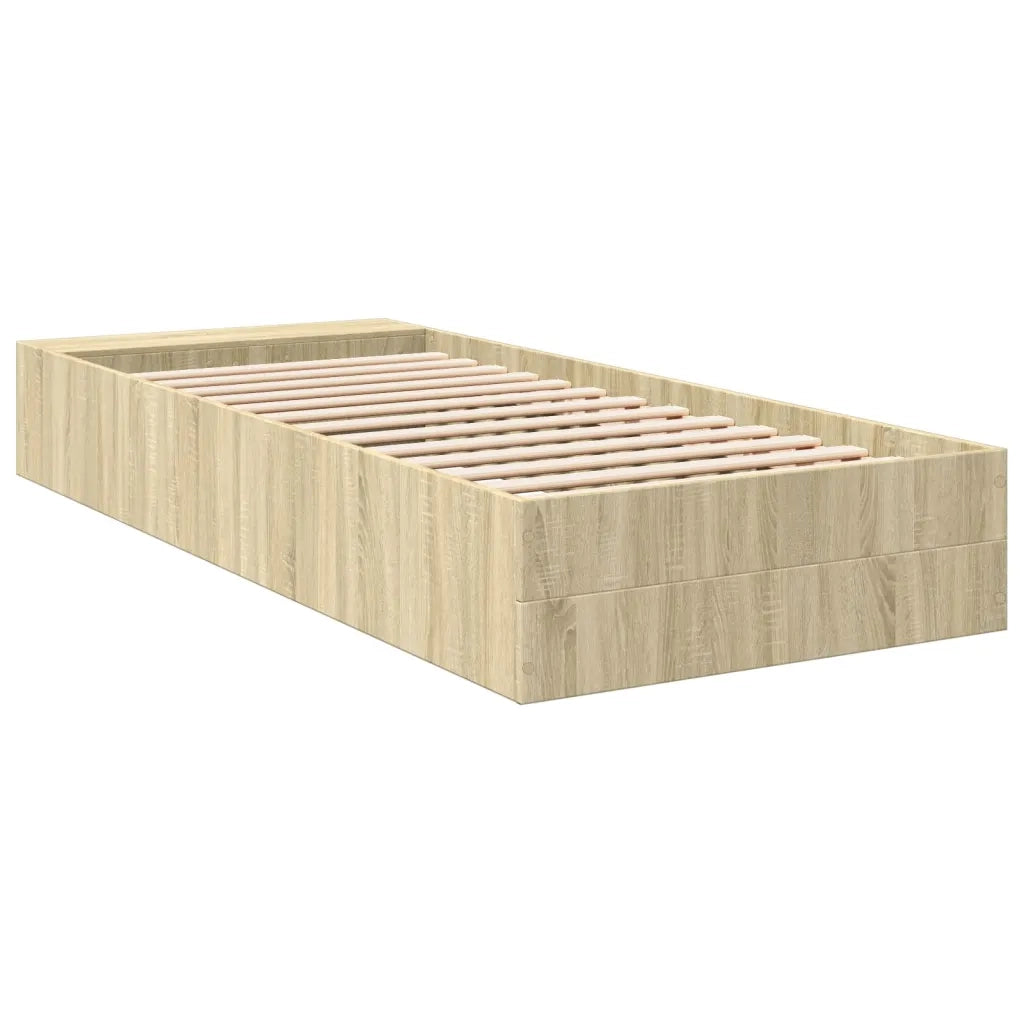 Letto singolo | Letto per adulti | Giroletto Rovere Sonoma 75x190 cm in Legno Multistrato