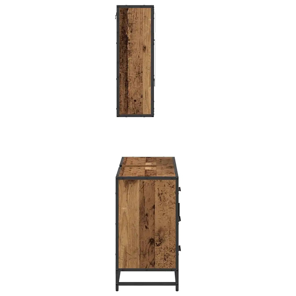 Set di mobili per il Bagno | Armadio da bagno con cassetto 2 pz Legno vecchio