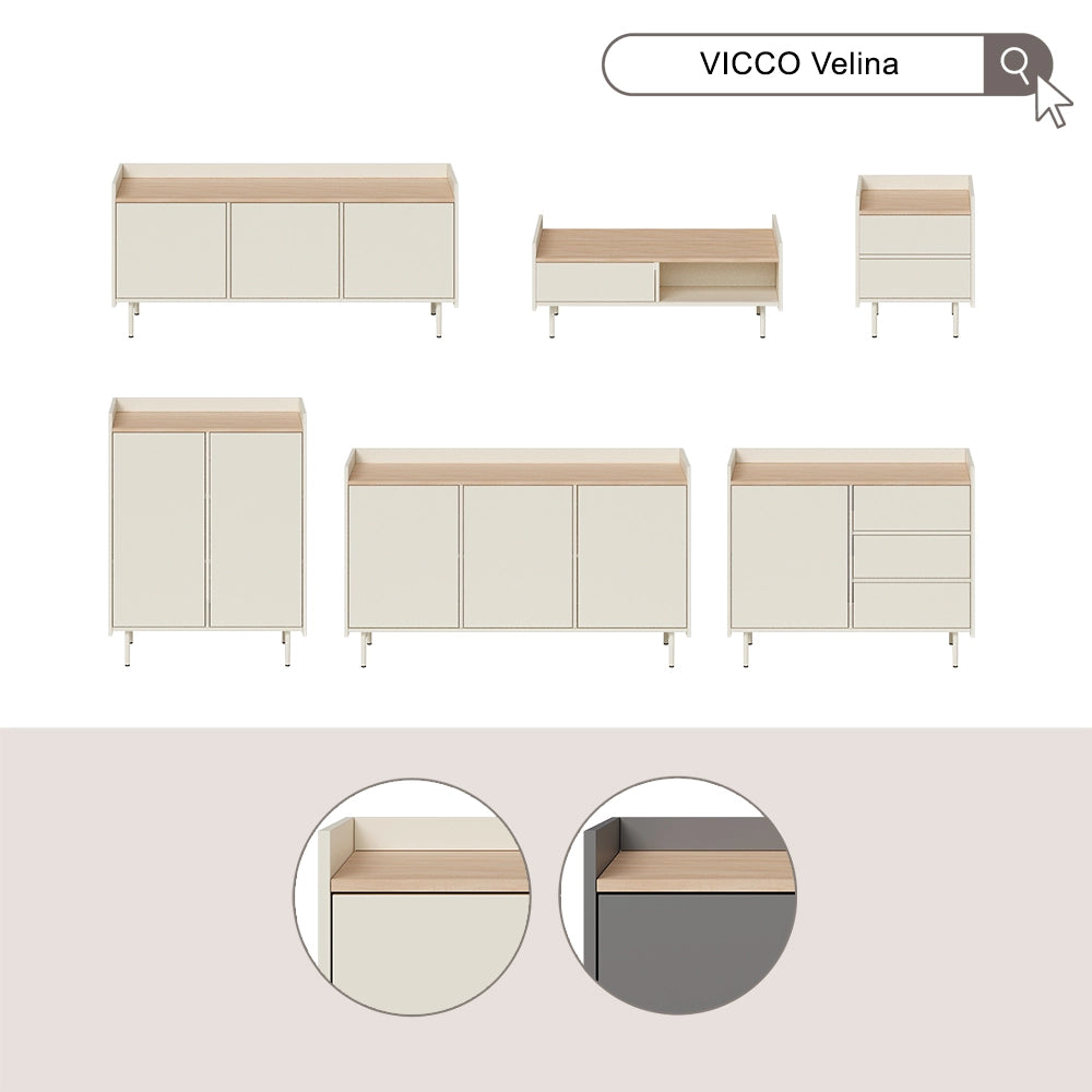 Vicco Comodino camera da letto Grigio/quercia 48 x 58 cm con 2 cassetti