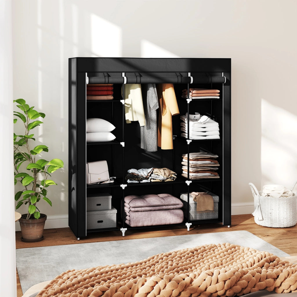 Armadio con Ante ¨C zephmum ¨C Tessuto, Nero, 150x43x162.5 cm