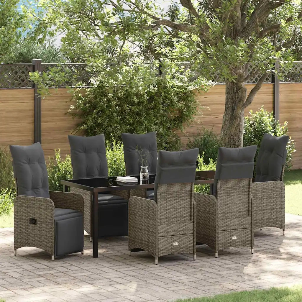 Set da Pranzo per Giardino con cuscino 7 pcs Beige polyrattan 3379686