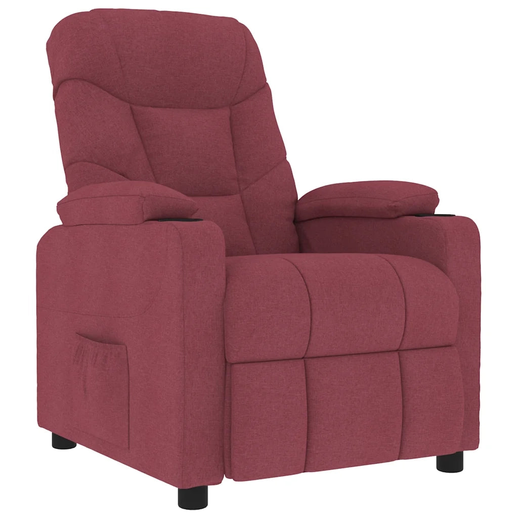 Poltrona Massaggiante Elettrica Rosso Vino in Tessuto 339095