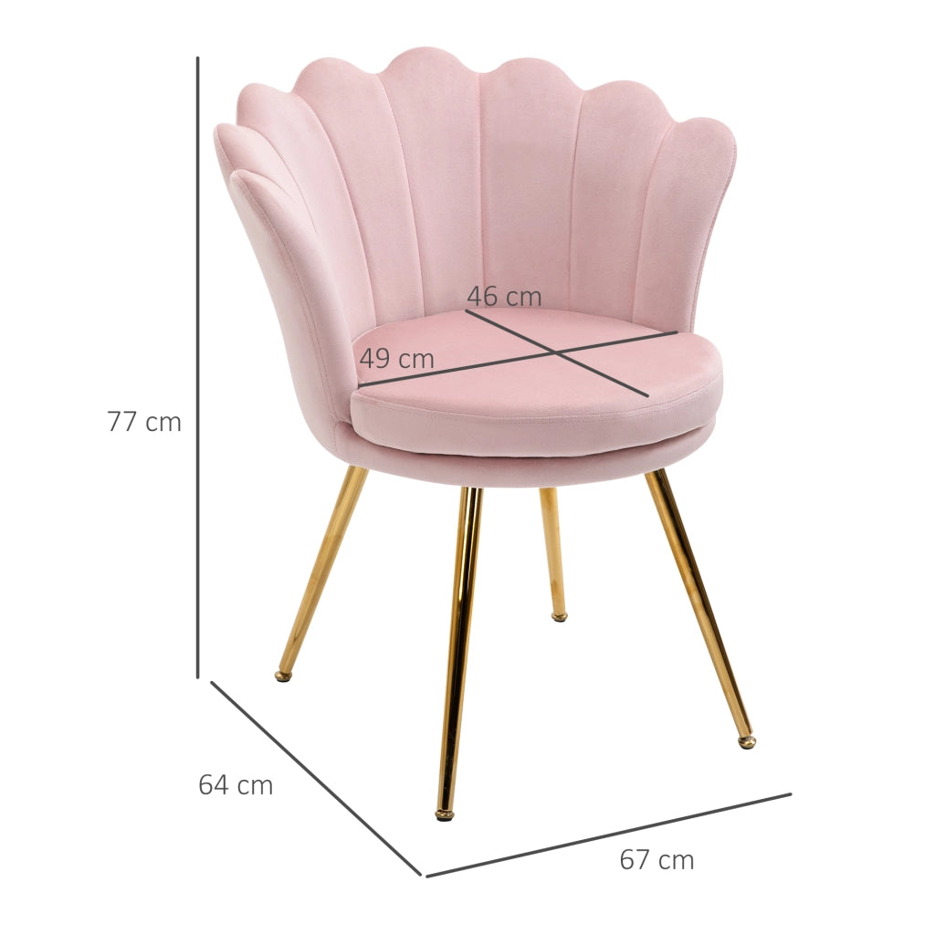 Poltrona in velluto con gambe in metallo dorato ¨C Minimal ¨C 67x64x77 cm rosa