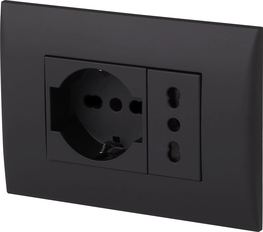 Placca Precomposta 2211 Electraline Nero 220 V 2 Pezzi