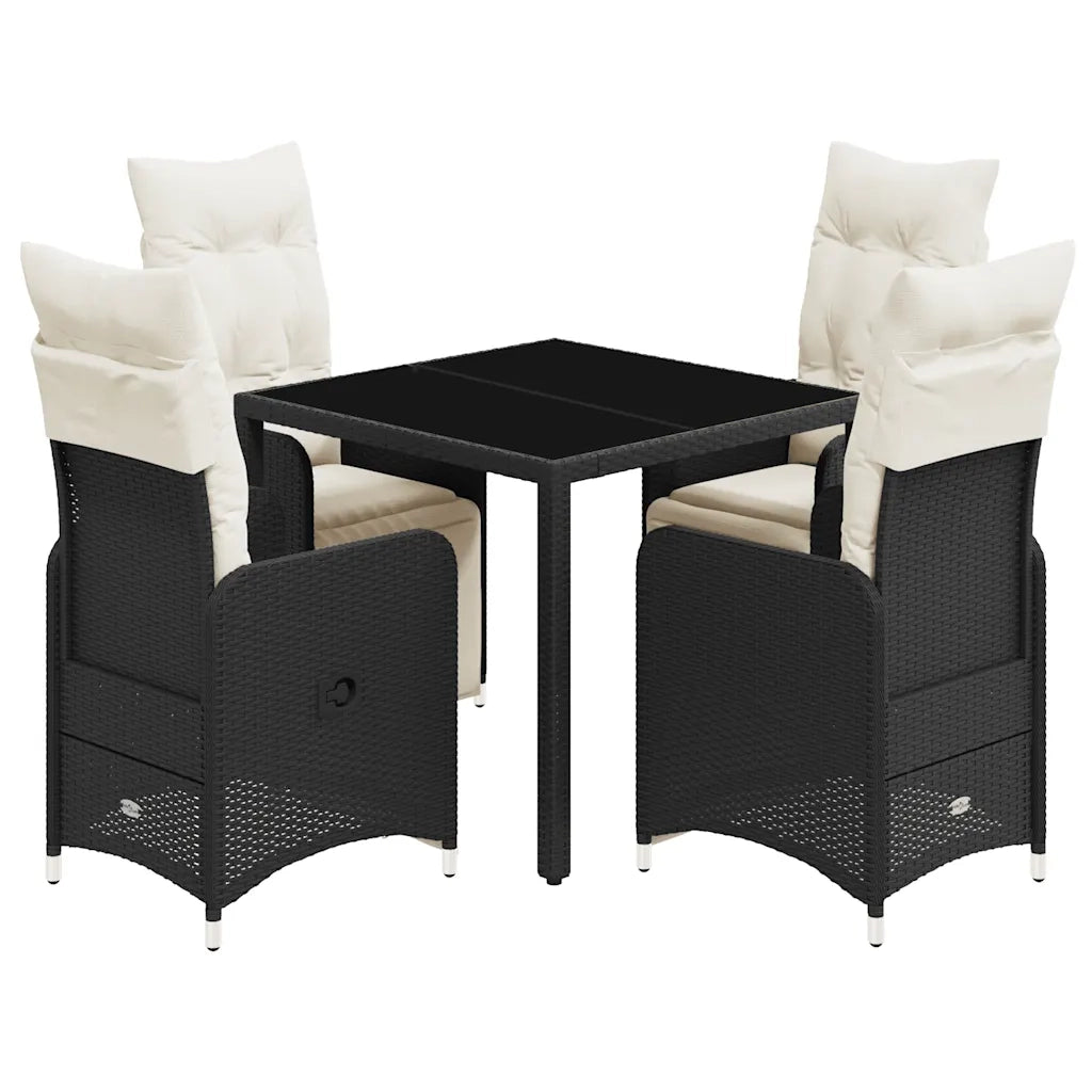 Set Bistrò da Giardino 5 pz con Cuscini in Polyrattan Nero 3277136