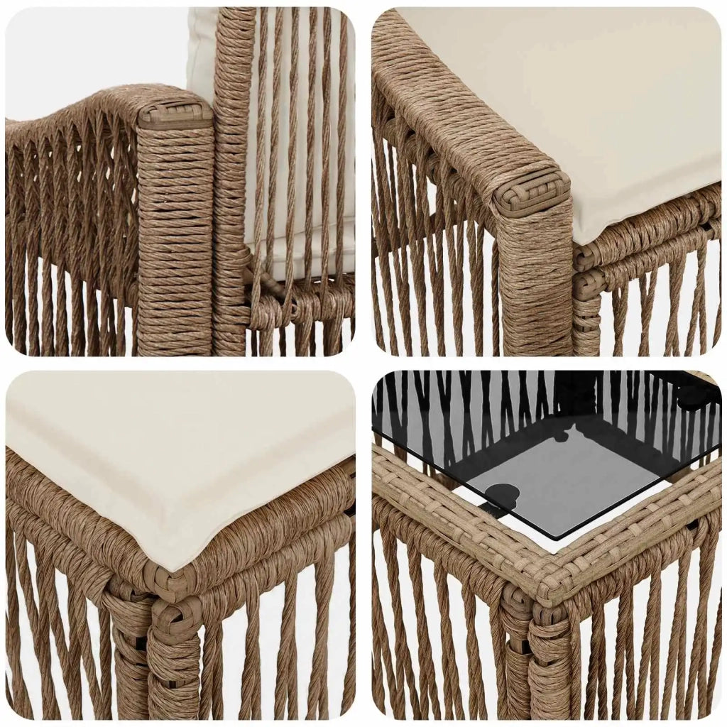 Set Divano da Giardino 9 pz Beige polyrattan 3435954
