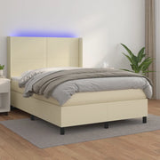 Giroletto a Molle con Materasso e LED Crema 140x190 cm 3139261