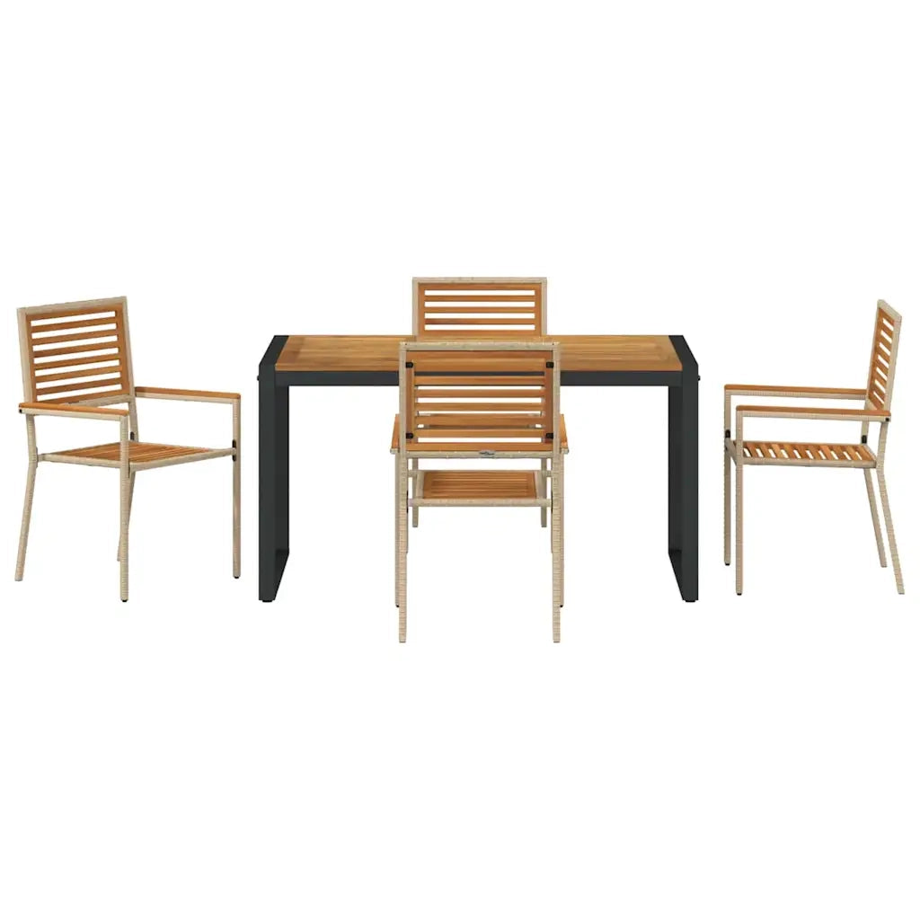 Set da Pranzo per Giardino 5 pcs Beige e Marrone polyrattan