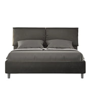BS COM Letto matrimoniale contenitore doppia alzata imbottito 160x200 microfibra grigio