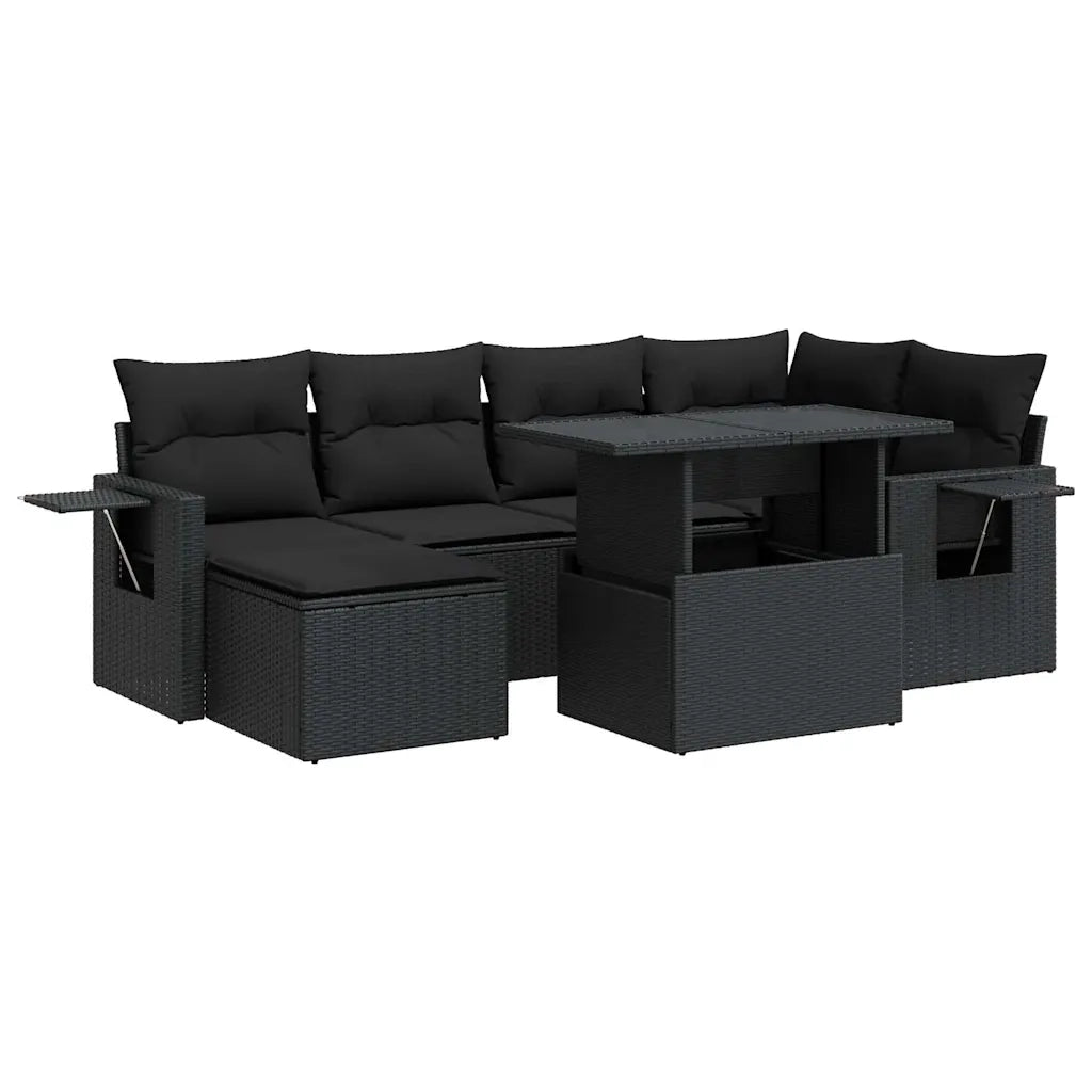 Set Divani da Giardino con Cuscini 7pz Nero Polyrattan 3326506