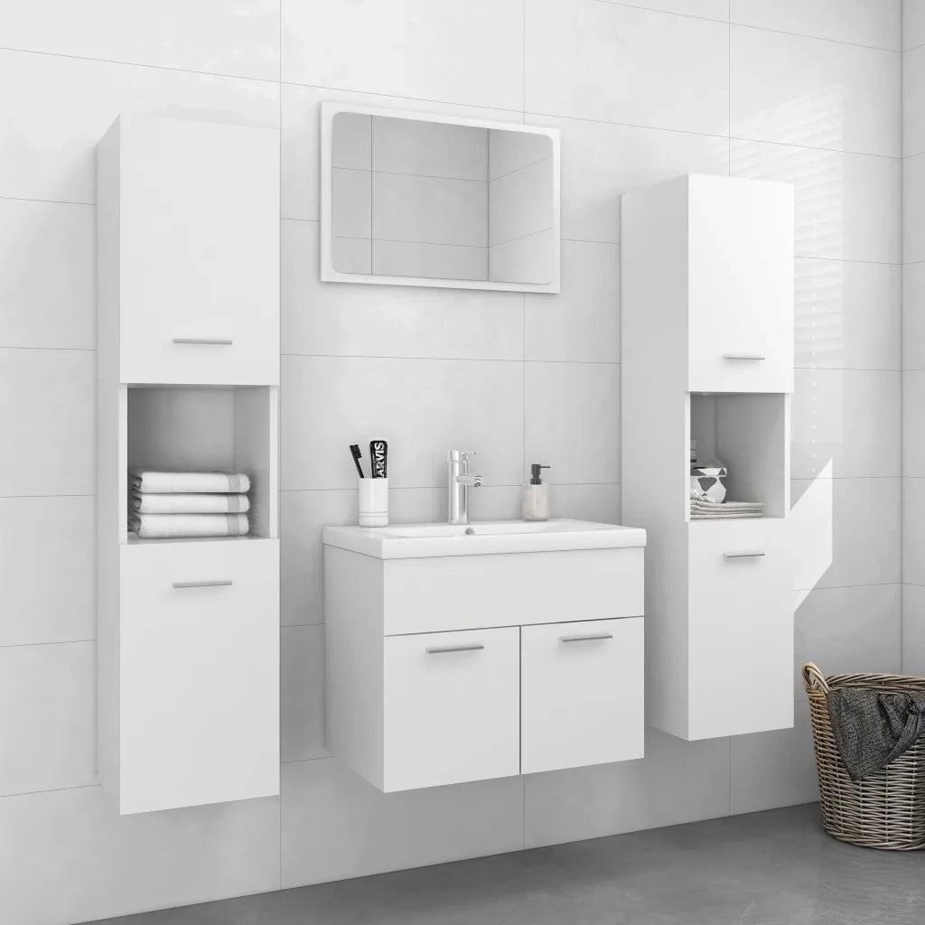 Set Mobili da Bagno Bianco in Legno Multistrato 3071225