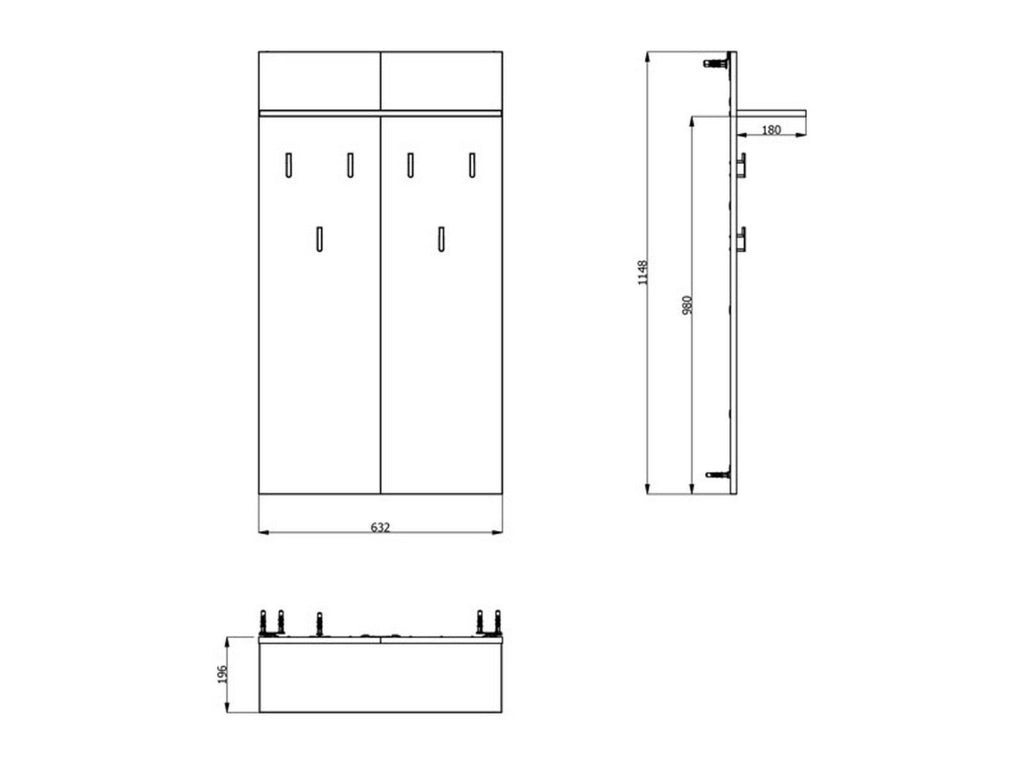 Gonars, Appendiabiti set Fissaggio a Muro Incluso, 115h cm Bianco