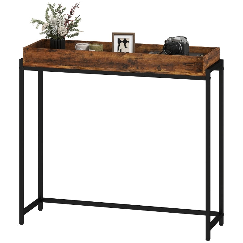 TAVOLO CONSOLLE Sottile 100x30x91 cm Marrone rustico Metallo e pannello