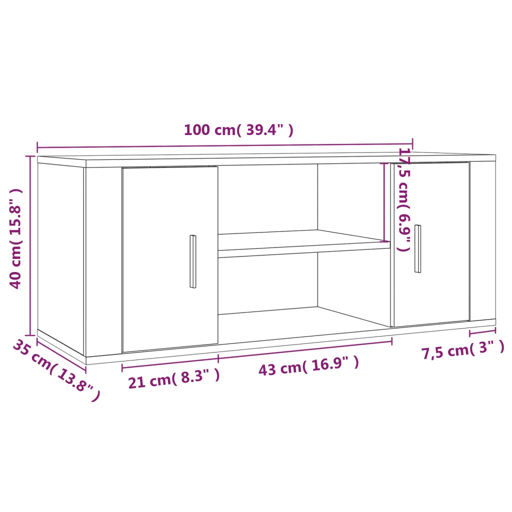 Mobile per TV-Credenza TV-Console TV Grigio Cemento 100x35x40 cm Legno Multistrato 354131