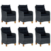 Set Pranzo da Giardino 7 pz con Cuscini Polyrattan Grigio Scuro 3060166