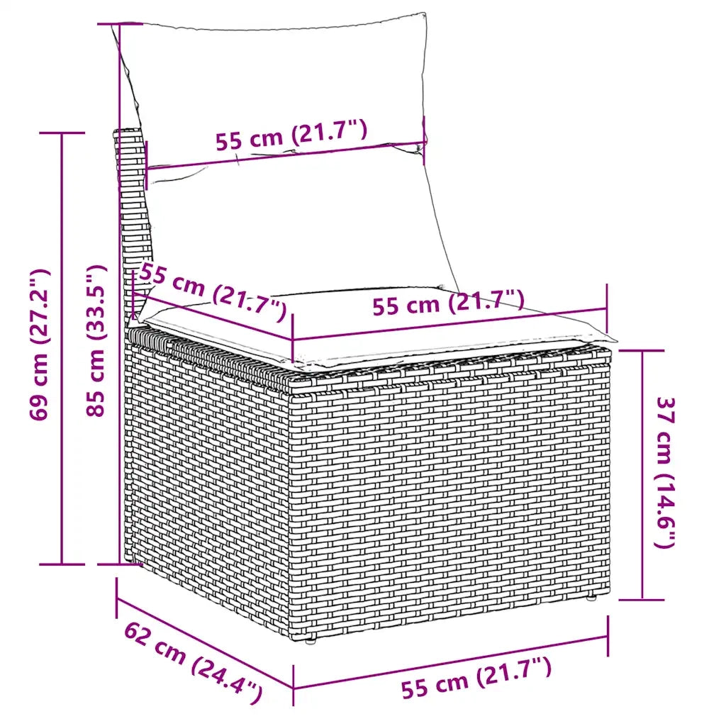 Set Divani da Giardino 7pz con Cuscini Grigio Chiaro Polyrattan 3222811