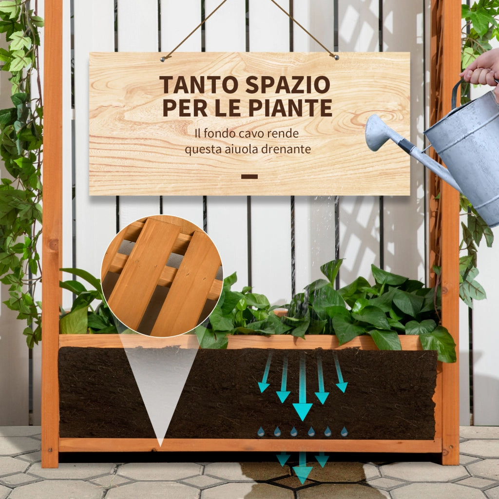 Fioriera da Esterno in Legno di Pino Marrone con Arco ¨C Minimal ¨C 83x36x152 cm