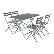 Set tavolo da giardino pieghevole in acciaio con 4 sedie, 110cm, verde