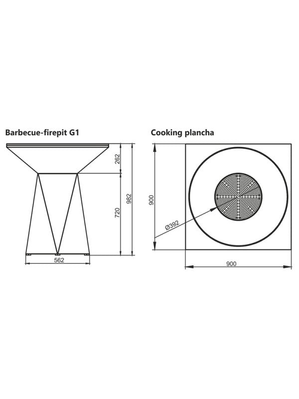 Braciere da giardino, Barbecue con griglia in acciaio - G1 corten