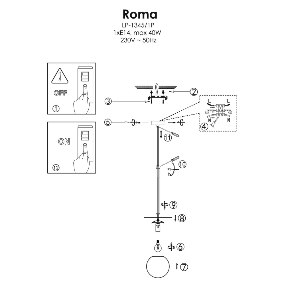 Lampada a sospensione Roma 1xE14 oro vetro Ø18cm Light
