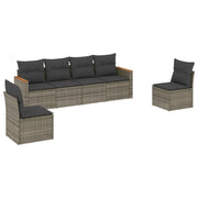 Set Divano da Giardino 6 pz | Set Salotto da Giardino con Cuscini Grigio in Polyrattan