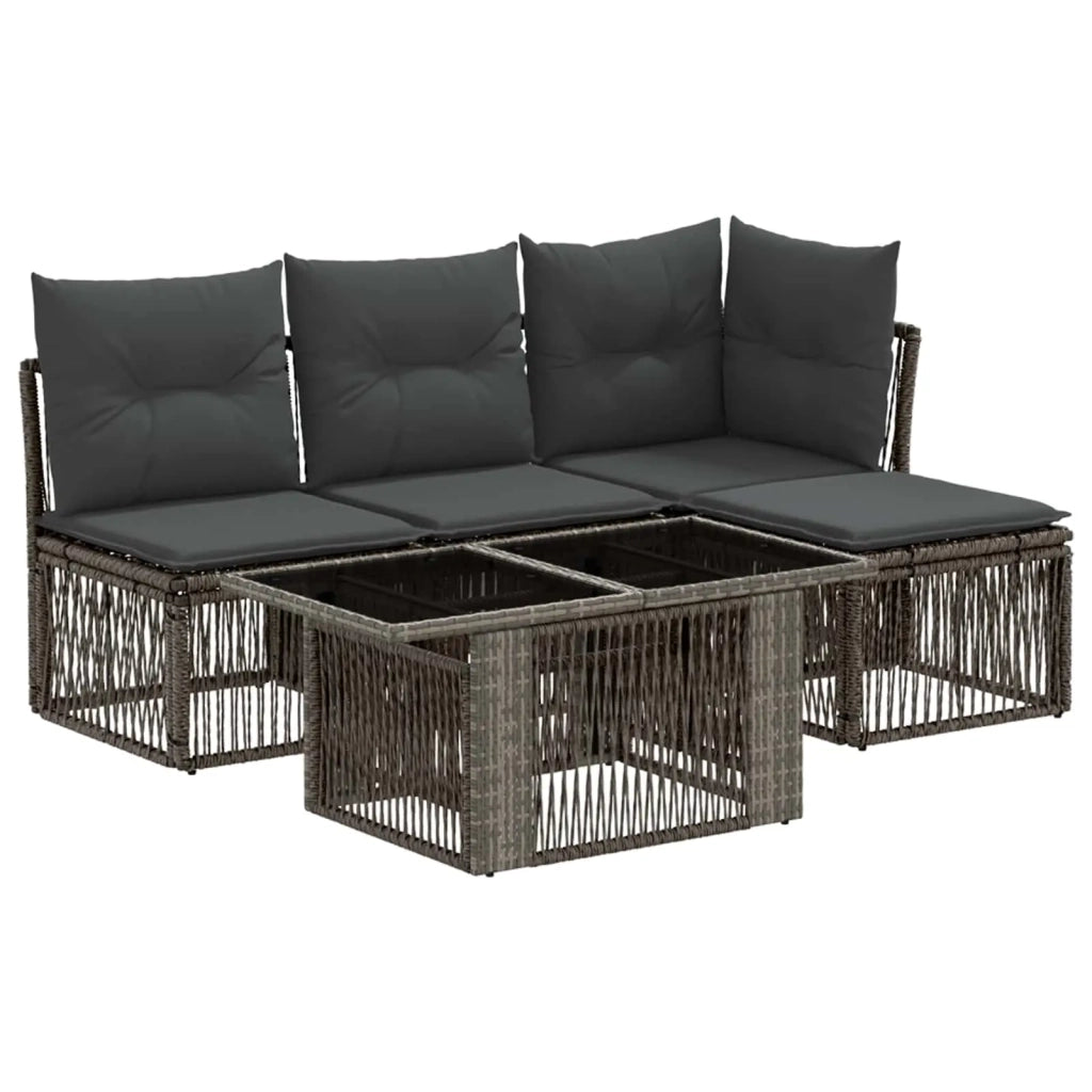 Set Divano da Giardino 5 pz Grigio polyrattan 3436451