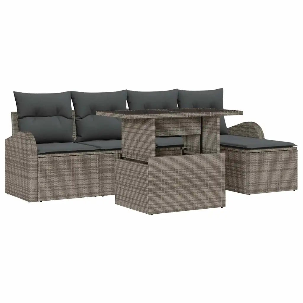 Set Divano da Giardino con cuscino 6 pcs Grigio polyrattan 3348625