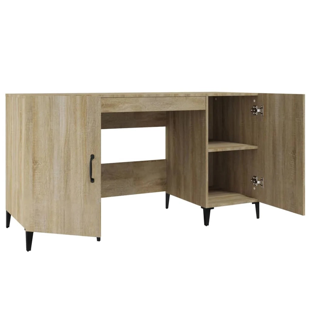 Scrivania tavolo postazione di lavoro mobile per computer studio rovere Sonoma 140 x 50 x 75 cm legno ingegnerizzato marrone 02_0023645