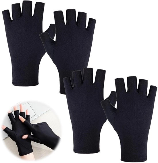 Manopole UV protezione UPF50+ - 2 pezzi - senza dita - professionali - per luce a led per unghie - materiale comodo e stiro.