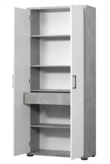 Armadio 2 ante + cassetto interno ossido+ bianco cemento già montato L75.3 H175 P33