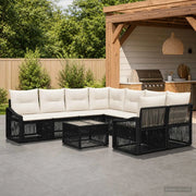 Set Divano da Giardino 9 pz Nero polyrattan 3435952