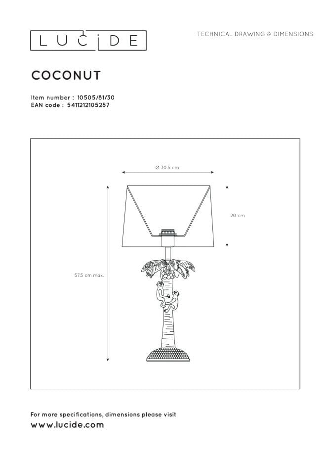 Lampada da tavolo Lucide Extravaganza Coconut E27 nera