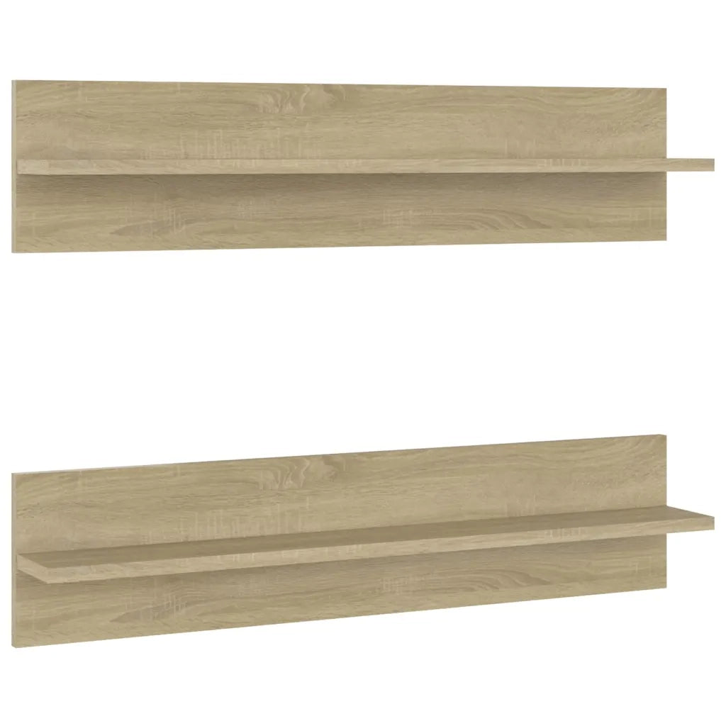 2 pz Mensole a Muro | Scaffale Parete | Ripiano a parete Rovere Sonoma 80x11,5x18cm Legno Multistrato