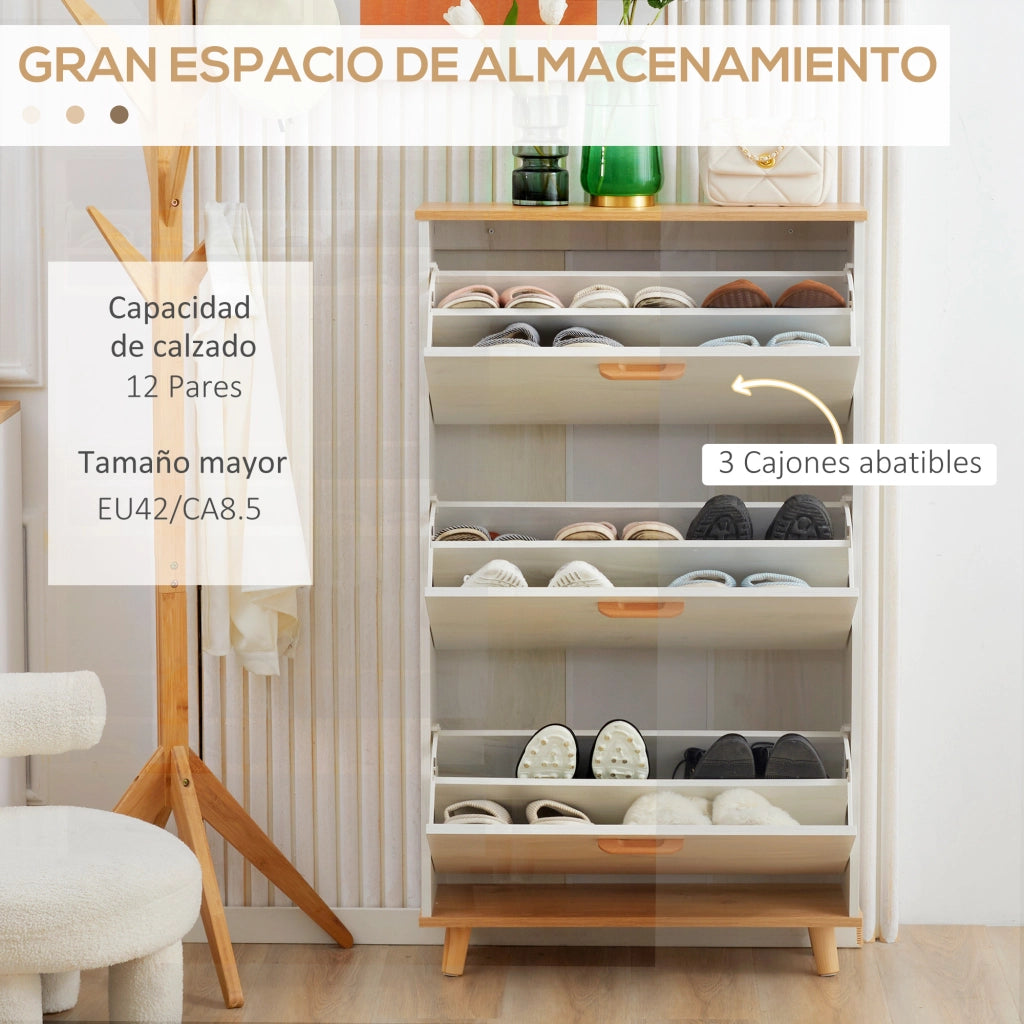 Scarpiera con 3 Cassetti ¨C Minimal ¨C 70x23,5x122 cm Bianco