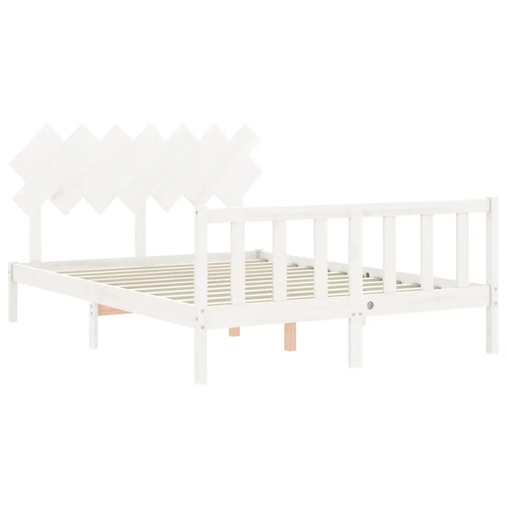 Letto senza Materasso-Struttura Letto Bianco 140x190 cm Legno Massello di Pino 306214