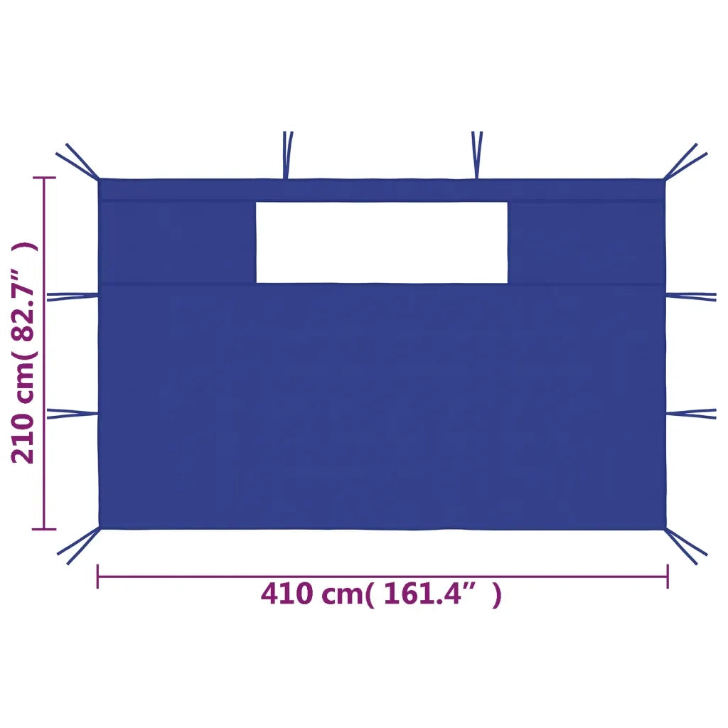 Pareti con Finestre per Gazebo 2 pz Blu CFW9529900