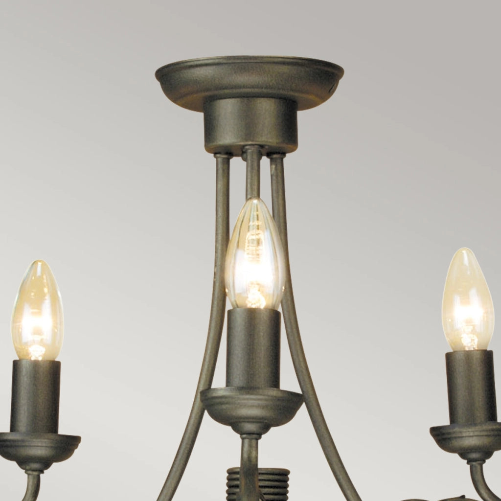 Plafoniera Olivia Elstead nera oro patina 3xE14 36cm