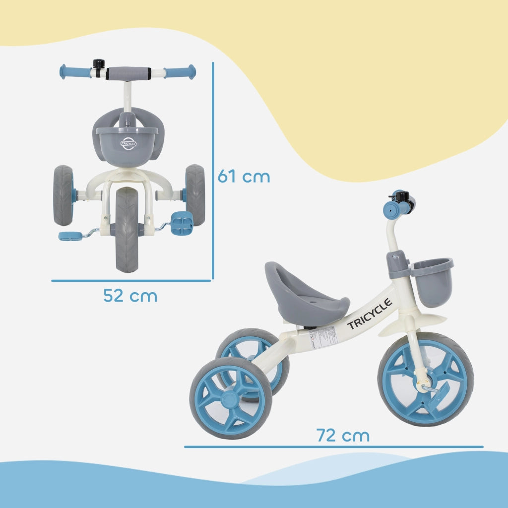 Triciclo Bambini Evolutivo con Cestino ¨C Minimal ¨C Blu 72x52x61
