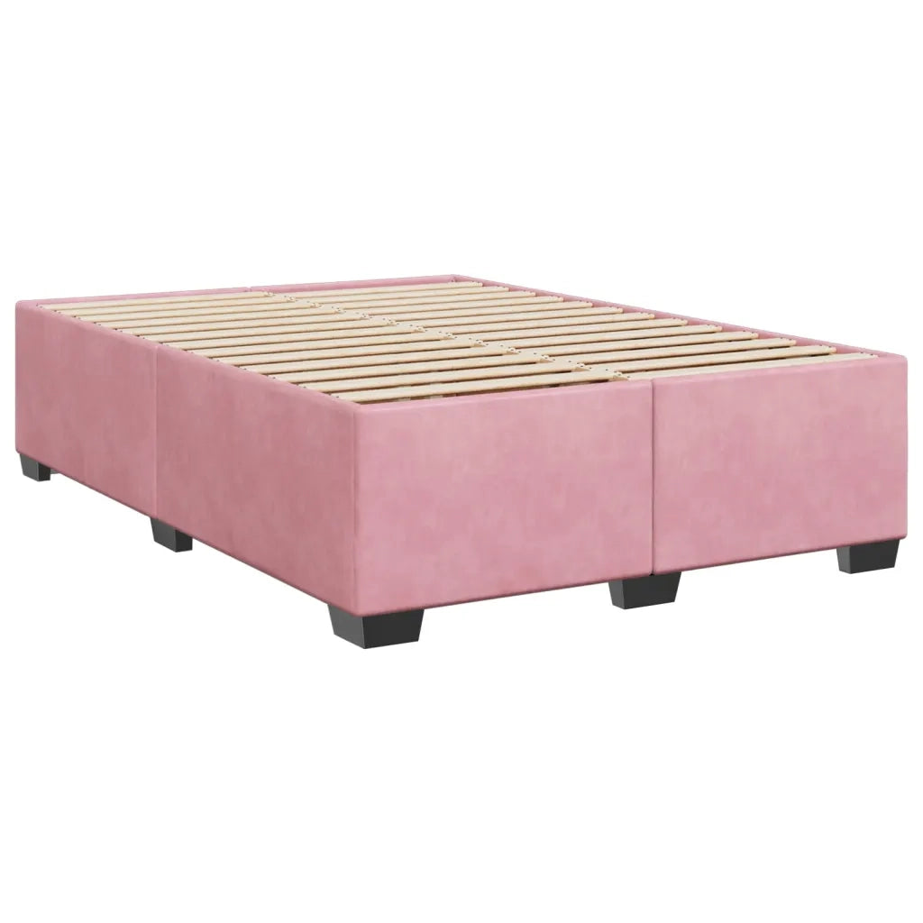 Giroletto a Molle con Materasso Rosa 140x200 cm in Velluto 3290941