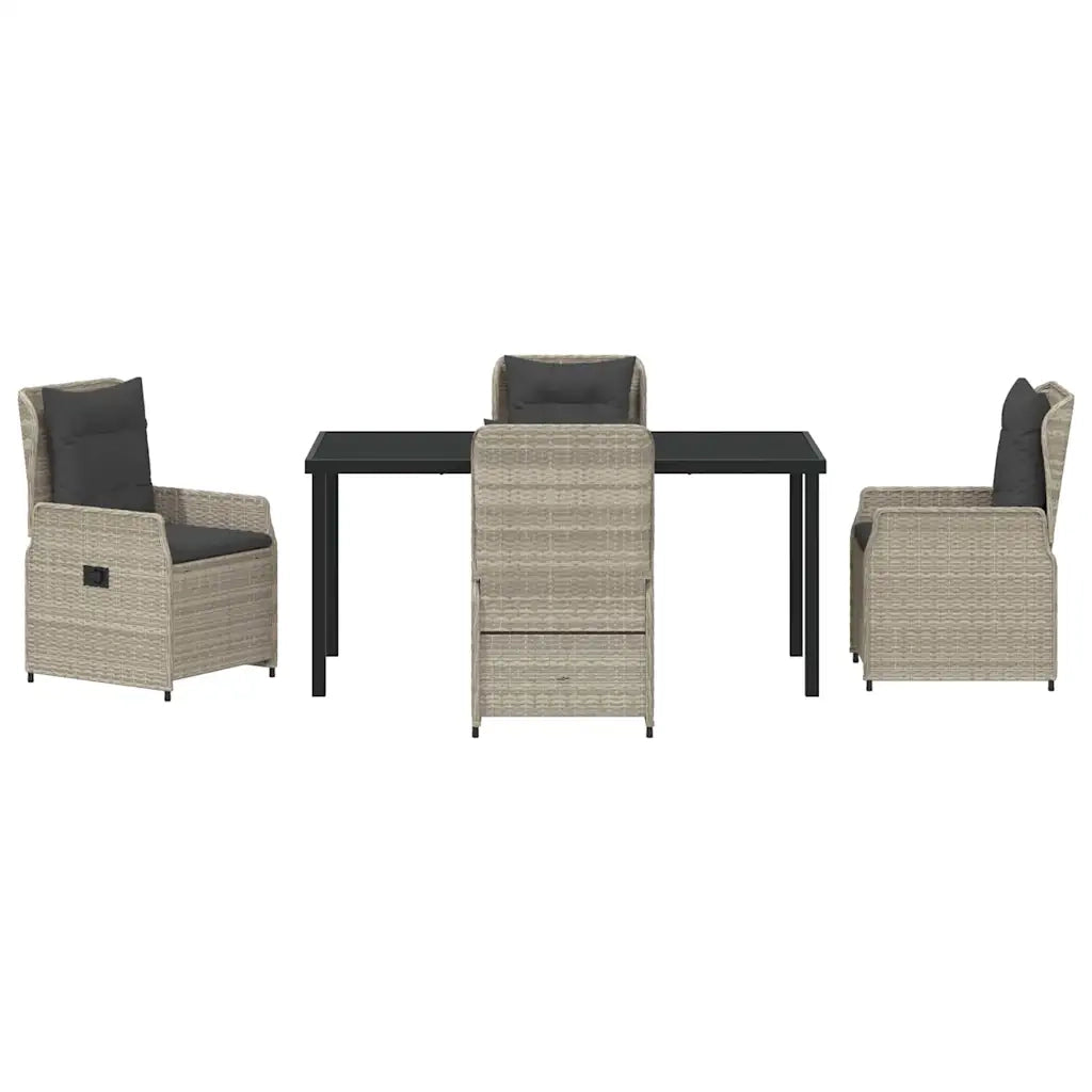 Set da Pranzo per Giardino 5 pcs Grigio chiaro polyrattan