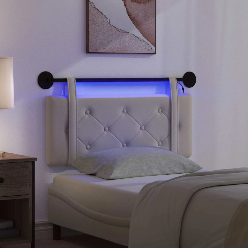 Testiera | Testata sospesa Con luce LED Crema Similpelle