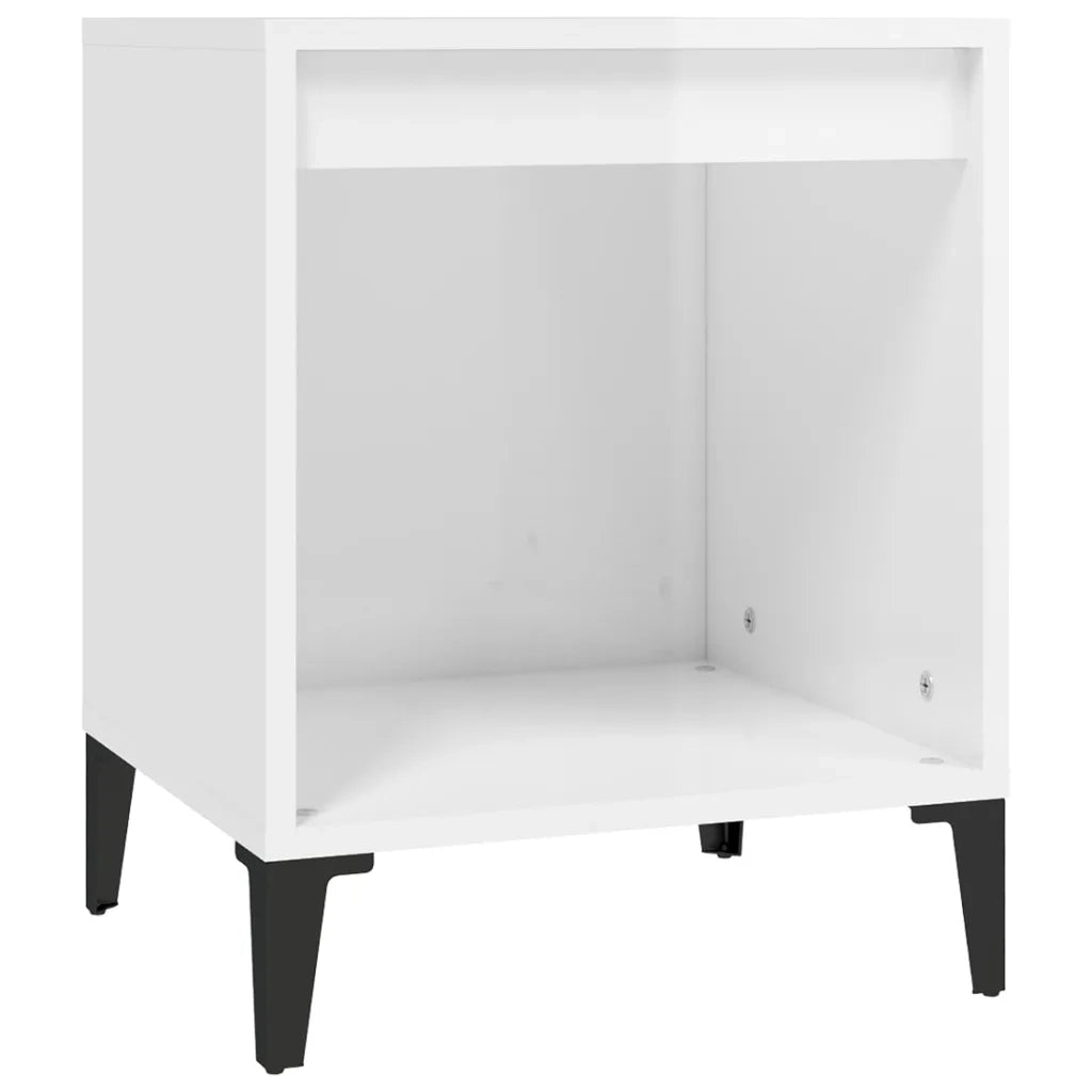Set di 2 Comodini | Armadio da Notte | Mobiletto da notte in Bianco Lucido 40x35x50 cm