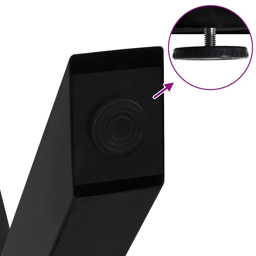 Gambe per tavolo da pranzo a forma di X 2 pz | Piede del tavolo nere 90x(72-73) cm in acciaio