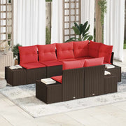 Set Divano da Giardino 7 pz Marrone e Rosso polyrattan 3355773