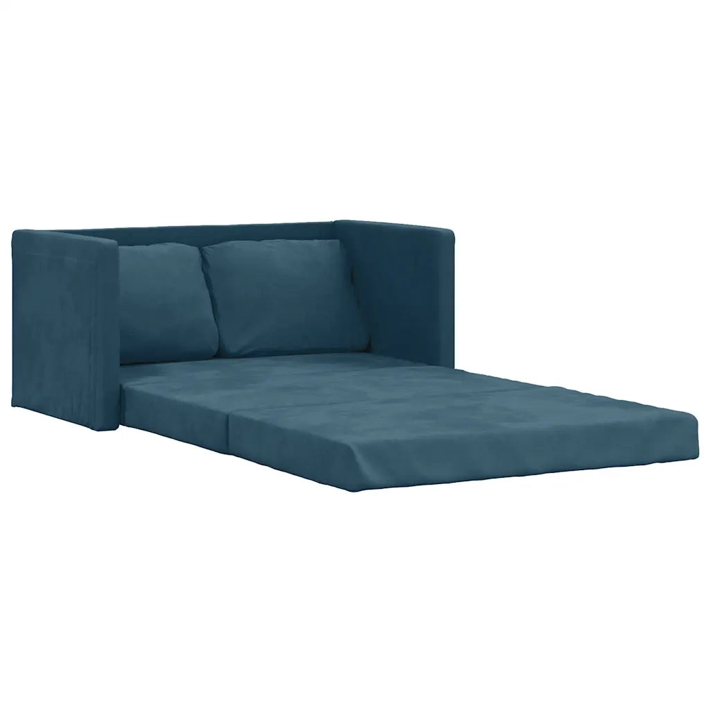 Divano Letto da Terra 2 in 1-Sofa Letto-Daybed Blu 122x204x55 cm Velluto